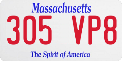 MA license plate 305VP8
