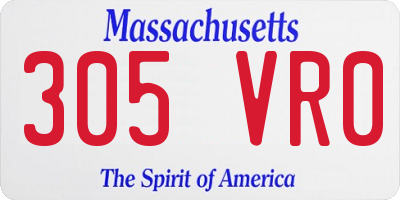 MA license plate 305VR0