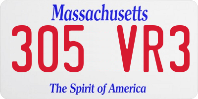 MA license plate 305VR3