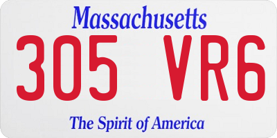 MA license plate 305VR6