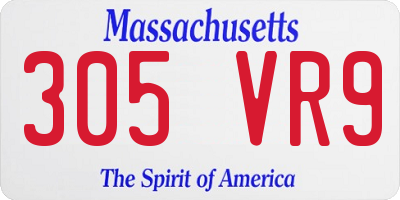 MA license plate 305VR9