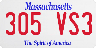 MA license plate 305VS3