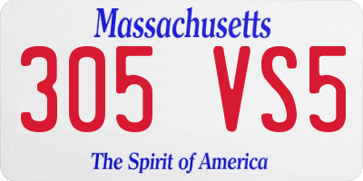 MA license plate 305VS5