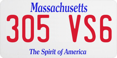 MA license plate 305VS6