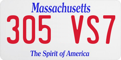 MA license plate 305VS7