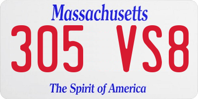 MA license plate 305VS8