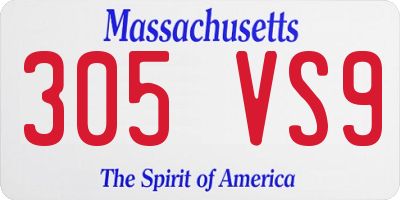 MA license plate 305VS9