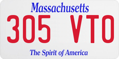 MA license plate 305VT0
