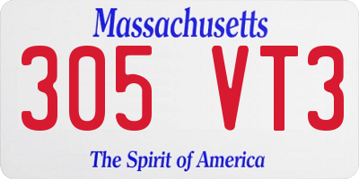 MA license plate 305VT3