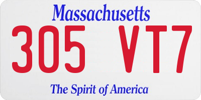 MA license plate 305VT7