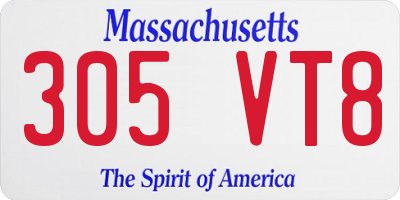 MA license plate 305VT8