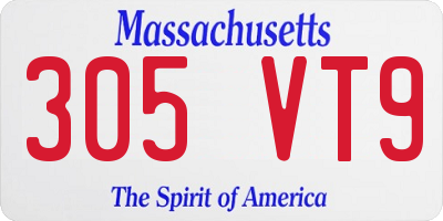 MA license plate 305VT9