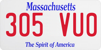 MA license plate 305VU0