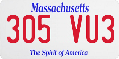 MA license plate 305VU3