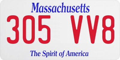 MA license plate 305VV8
