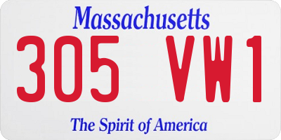 MA license plate 305VW1