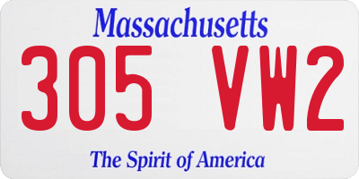 MA license plate 305VW2