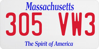 MA license plate 305VW3