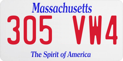 MA license plate 305VW4