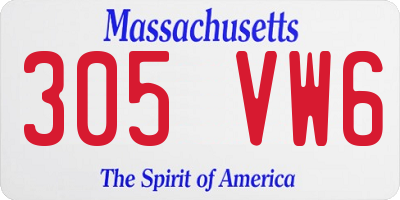 MA license plate 305VW6