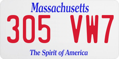 MA license plate 305VW7