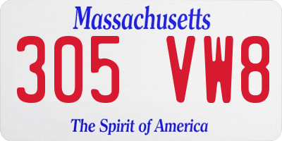 MA license plate 305VW8