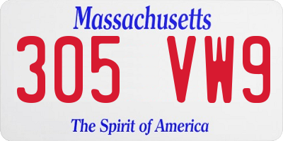 MA license plate 305VW9