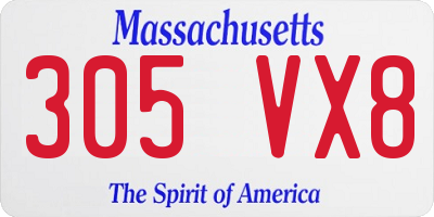 MA license plate 305VX8