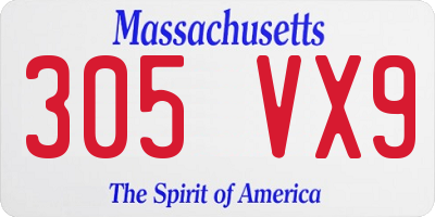 MA license plate 305VX9