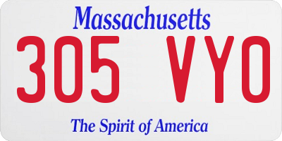 MA license plate 305VY0