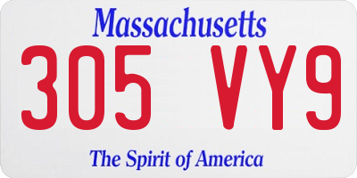 MA license plate 305VY9