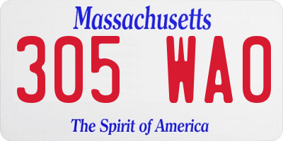 MA license plate 305WA0