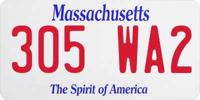 MA license plate 305WA2