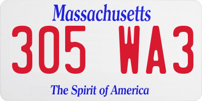 MA license plate 305WA3