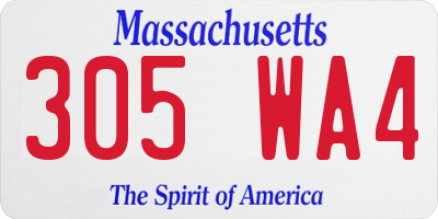 MA license plate 305WA4