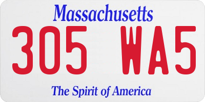 MA license plate 305WA5