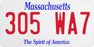 MA license plate 305WA7