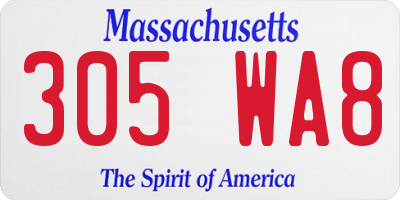 MA license plate 305WA8