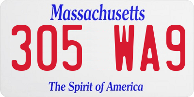 MA license plate 305WA9