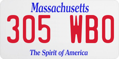 MA license plate 305WB0