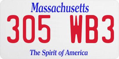 MA license plate 305WB3