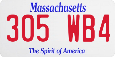 MA license plate 305WB4