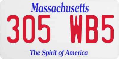 MA license plate 305WB5