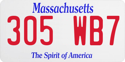 MA license plate 305WB7
