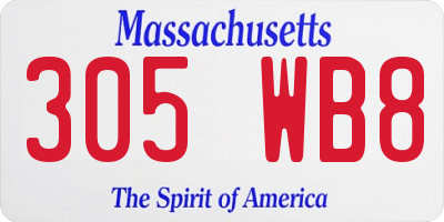 MA license plate 305WB8