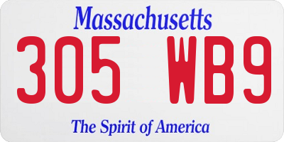 MA license plate 305WB9