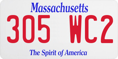 MA license plate 305WC2