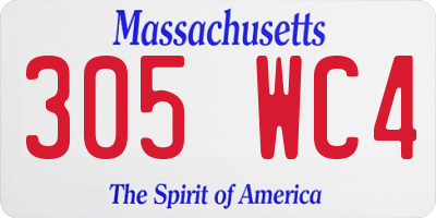 MA license plate 305WC4