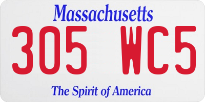 MA license plate 305WC5