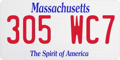 MA license plate 305WC7
